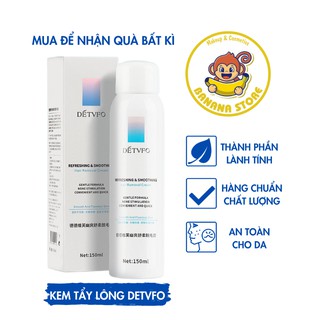 Xịt tẩy lông DETVFO Không Đau Lành Tính Dịu Nhẹ - Kem tẩy lông nách, tay, chân, lưng dạng xịt 150ml BANANA