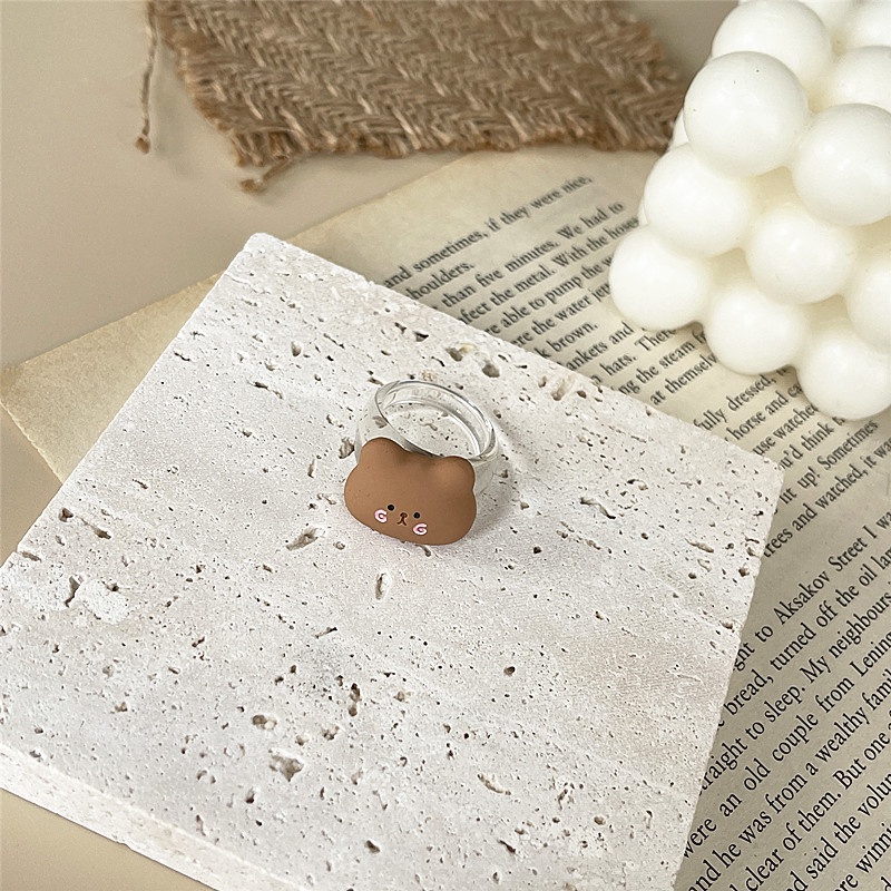 Nhẫn Nhựa Resin Mềm Mại Kiểu Hàn Quốc Họa Tiết Ếch Dễ Thương Cho Bé Gái