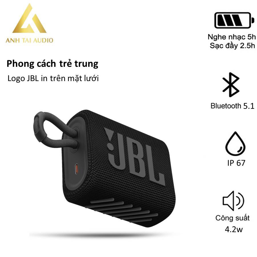 Loa Bluetooth JBL GO 3. Loa nghe nhạc bluetooth giá rẻ nhập khẩu chính hãng. bảo hành 12 tháng. anh tài audio.