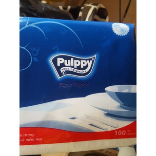Khăn Giấy Vuông Pulppy 100 Tờ Hàng Khuyến Mãi