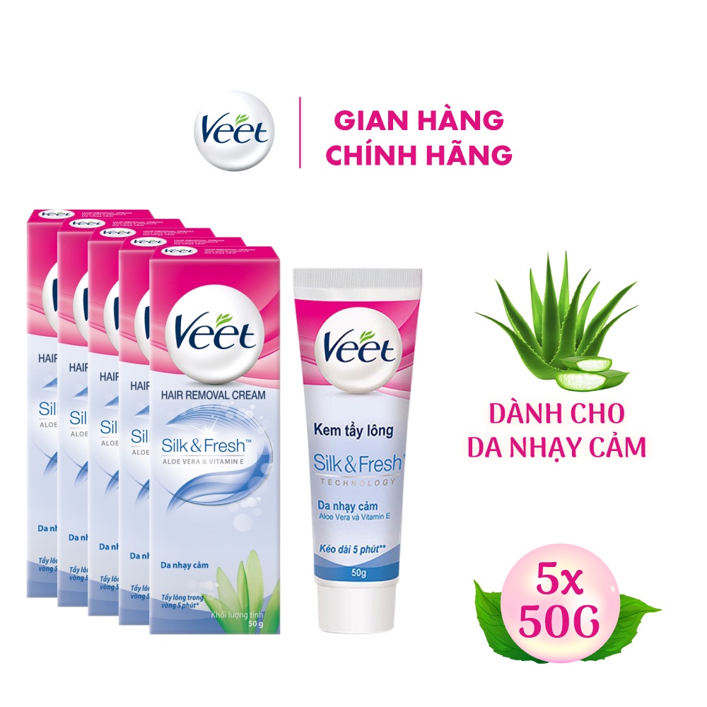 Combo 5 Kem tẩy lông Veet dành cho da nhạy cảm 50G/tuýp