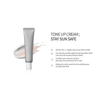 Kem chống nắng nâng tone và dưỡng ẩm da [Huxley] TONE UP CREAM ; STAY SUN SAFE SPF50+ PA+++ 35ml