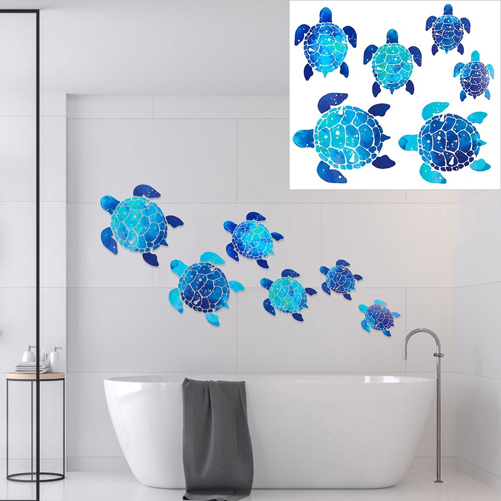 LANSEL Set 2 / 12 Sticker Dán Tường Hình Rùa Biển Chống Thấm Nước Dễ Dàng Tháo Gỡ