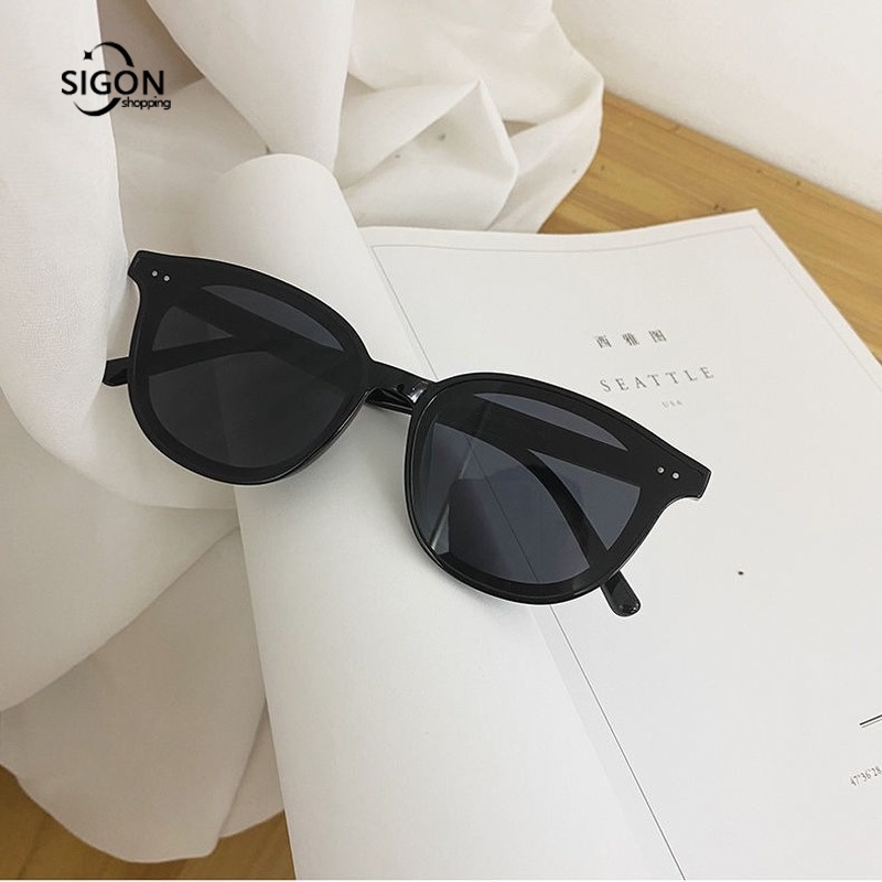 Kính Mát Gọng Tròng Màu Vàng Trà Chống Tia UV Thời Trang Cho Nam Và Nữ