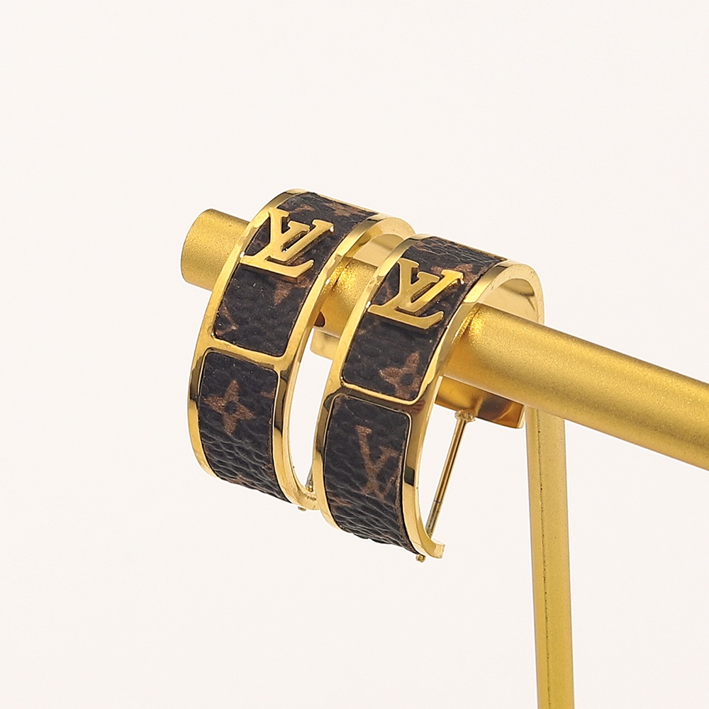 Khuyên Tai Dạng Hạt LV Bằng Thép Titan In Logo Chữ L-V Thời Trang Cho Nữ