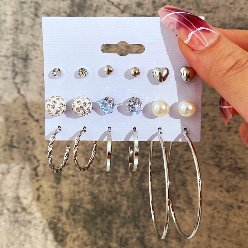 Set 18 Khuyên Tai Hợp Kim Đính Hạt Ngọc Trai Thời Trang 2022