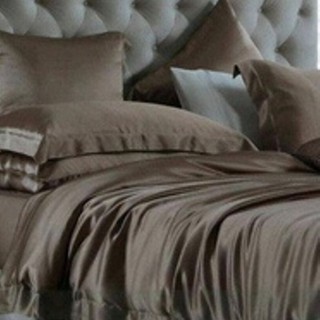 Bộ 5 Món Chăn Ga Gối Phi Lụa Thương hiệu AT HOME Mát Mịn - Màu Xám Đậm