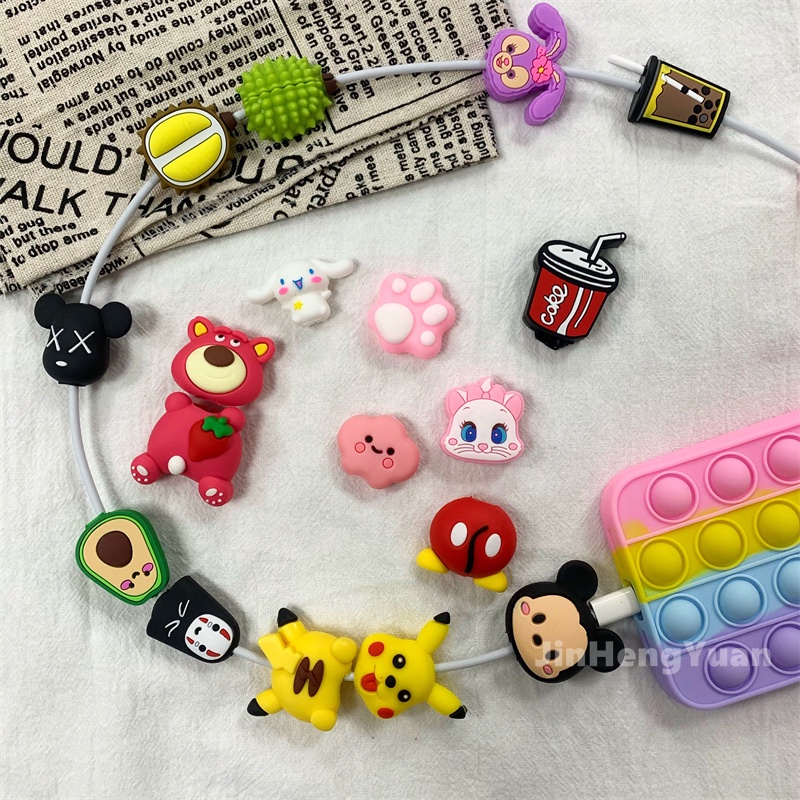 Mobile Phụ Kiện Bảo Vệ Dây Cáp Điện Thoại 18w 20w Hình Chuột Mickey Dễ Thương