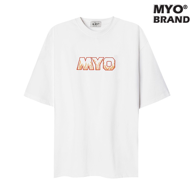 Áo Thun Nam Cao Cấp MYO Vải Cotton Thêu Lửa 200