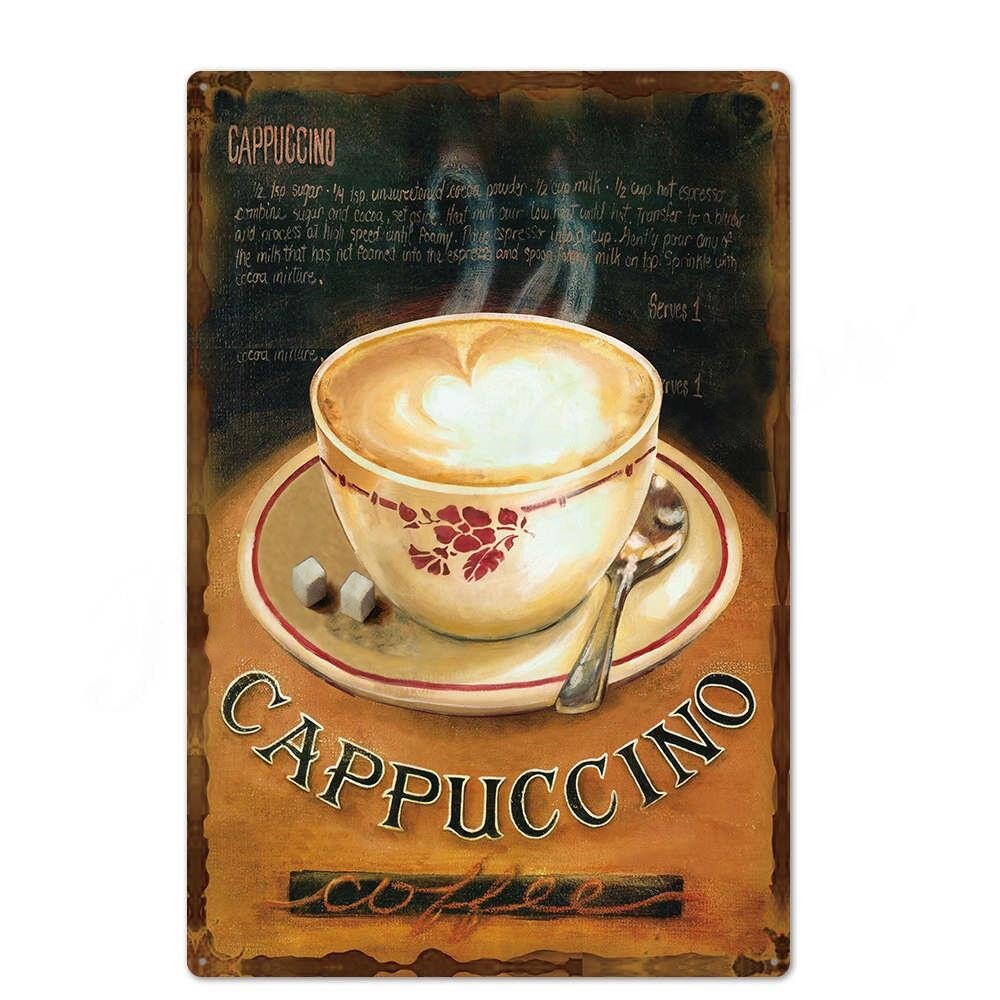2020 Coffee Tin Sign Vintage Metal Sign Plaque Metal Vintage Wall Decor For Kitchen Coffee Bar Cafe Retro Metal Posters Iron Painting