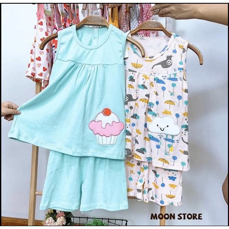 Bộ Cộc Mặc Nhà Cotton Bé Gái