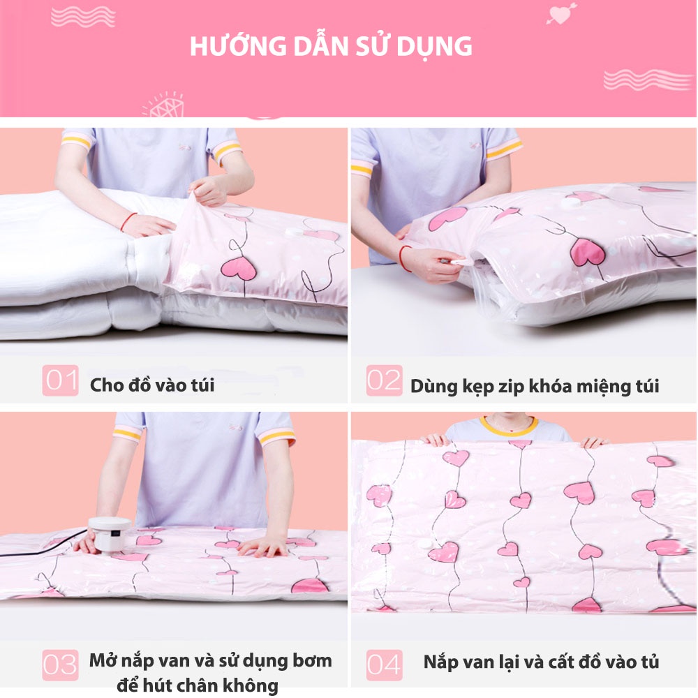 Túi hút chân không quần áo túi hút chân không đựng quần áo chăn ga dùng bơm tay bơm điện