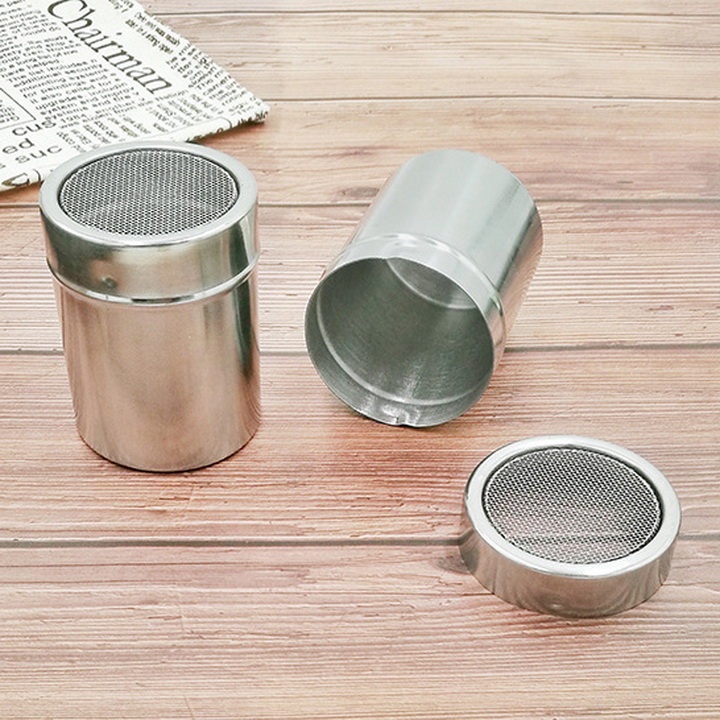 Hủ Rắc Bột Matcha Cacao Bằng INOX Có Nắp Đậy