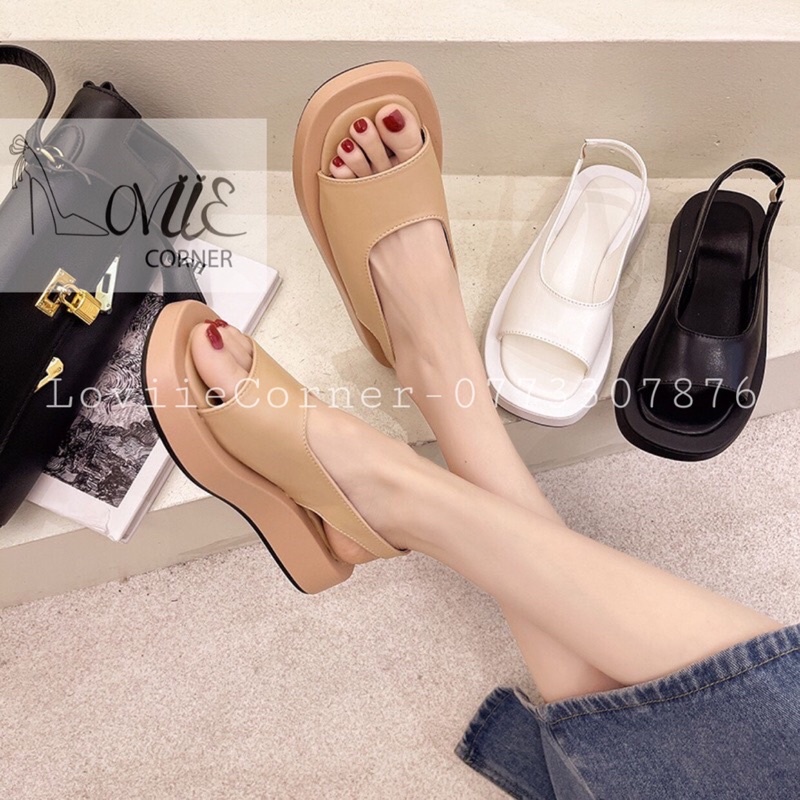 GIÀY ĐẾ XUỒNG NỮ LOVIIECORNER - SANDAL ĐẾ BẰNG ULZZANG 5 PHÂN - GIÀY XUỒNG NỮ ĐẾ BÁNH MÌ 5CM S210709