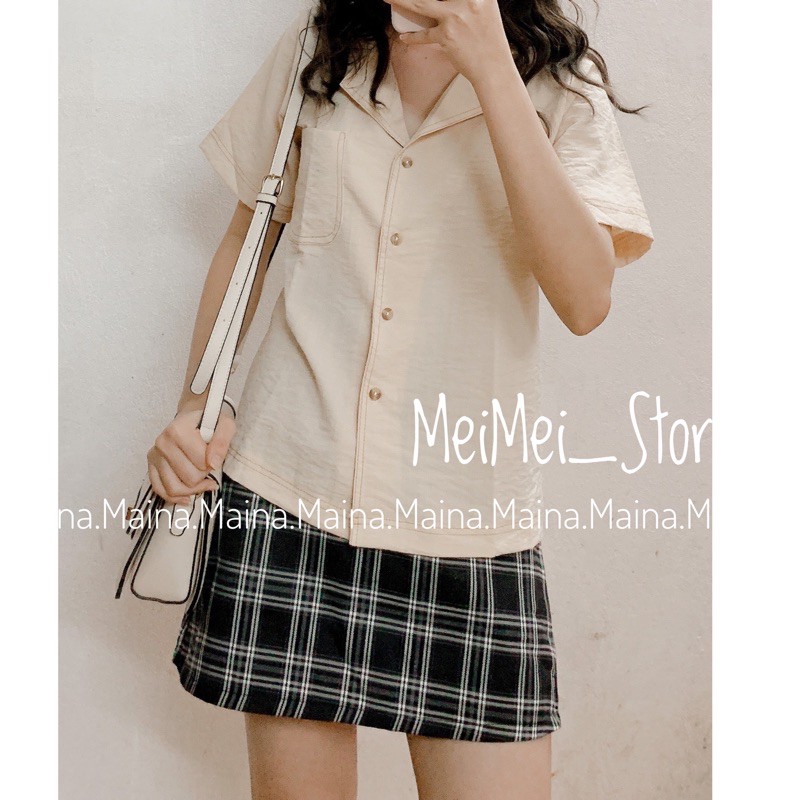 Áo sơ mi cổ vest cộc tay 2 màu, có ảnh thật | BigBuy360 - bigbuy360.vn