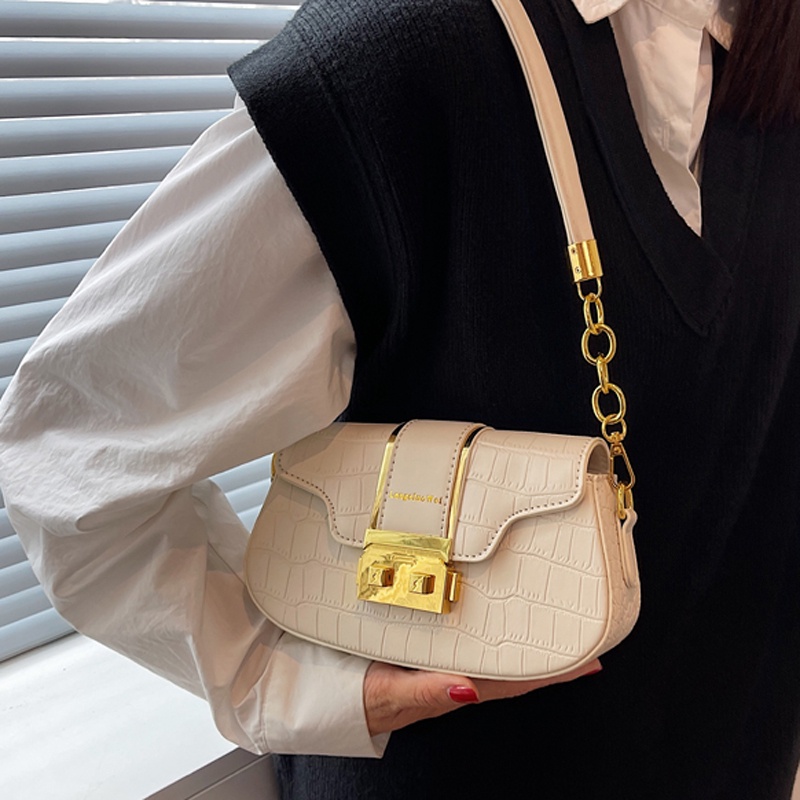 Túi đeo vai IELGY hình vuông cỡ nhỏ phối dây đeo sợi xích họa tiết vân đá thời trang cho nữ