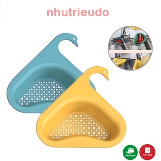 Khay lọc rác đa năng gạt thức ăn thừa, rổ nhựa lọc rác bồn rửa chén hình tam giác