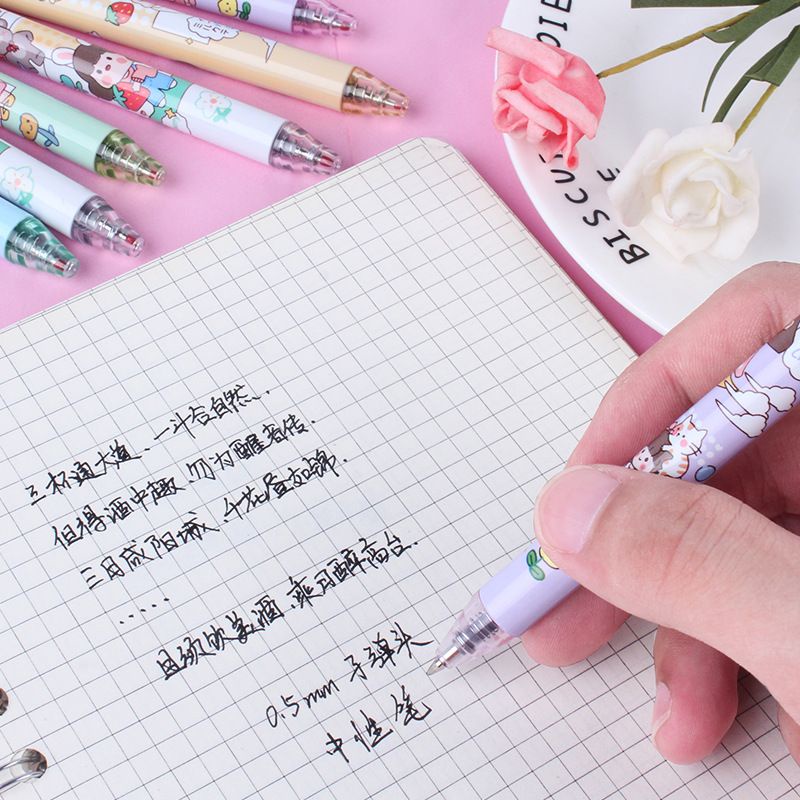 Bút gel bấm bi hoạt hình cute nhiều mẫu dễ thương