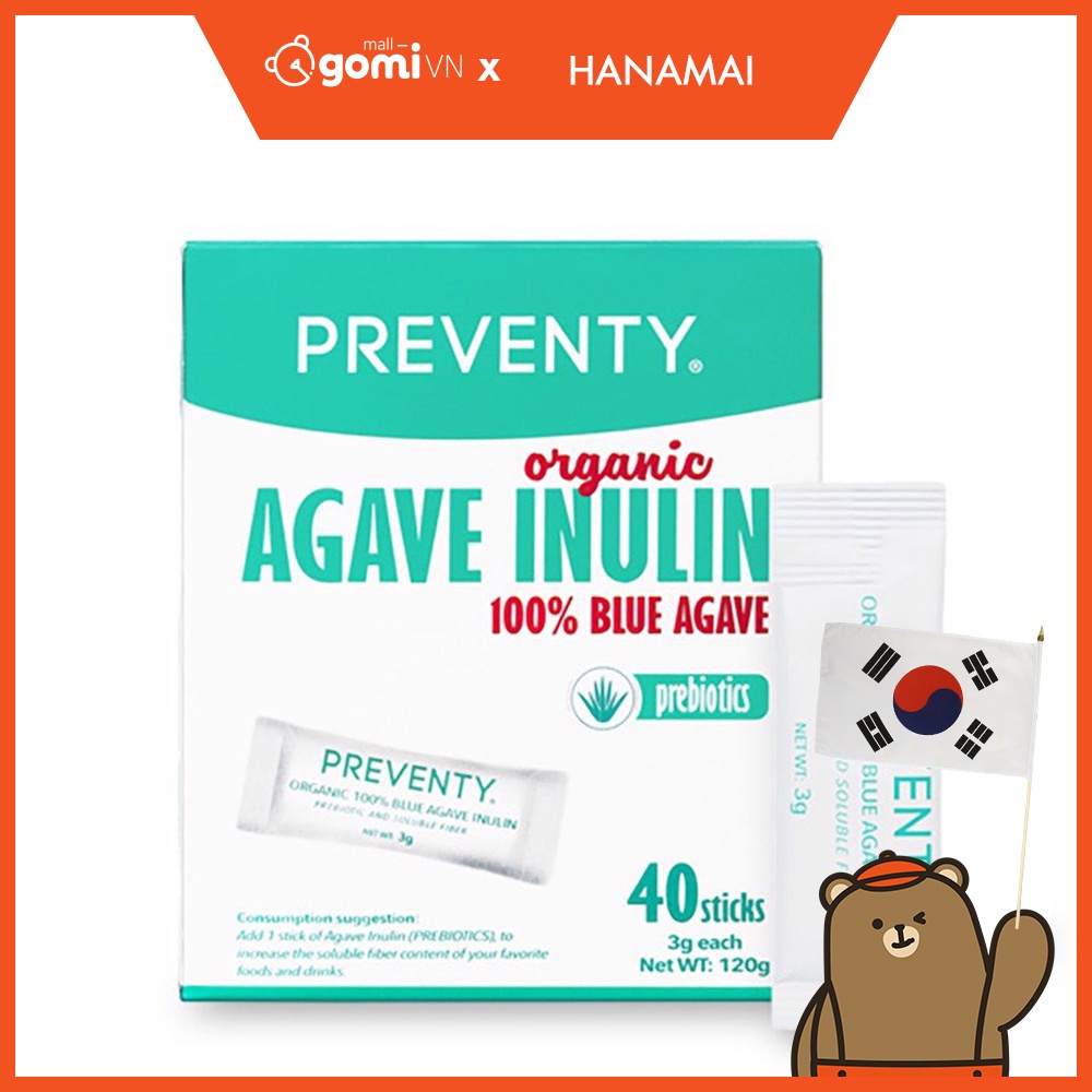 Men Vi Sinh Cung Cấp Chất Xơ Hỗ Trợ Tiêu Hóa Hanamai Preventy Agave INULIN (Hộp 40 gói) GomiMall