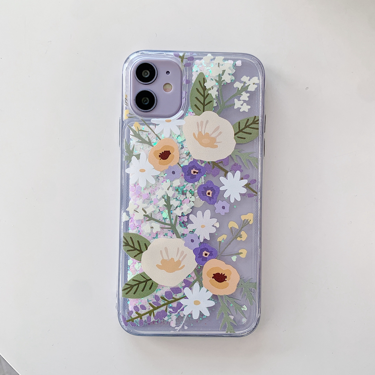 Ghép hợp đồng hoa cho iPhone 12 mini / 12 pro 11 Pro XS Max XR X 8 7+ 6 6s Plus Glitter Foil Powder CaseBling Phone Case Cover trong suốt | BigBuy360 - bigbuy360.vn