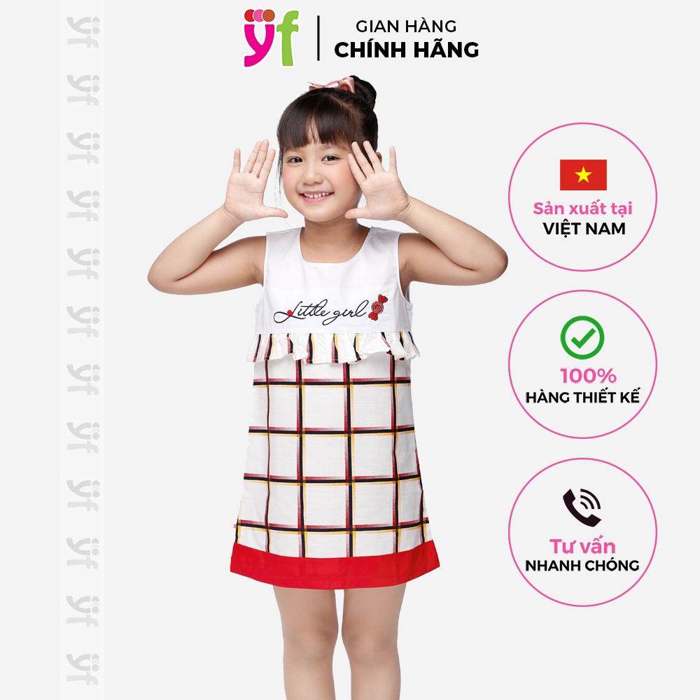 Đầm chữ A Caro Cho Bé Thêu Little Girl, YF - YDX001-0