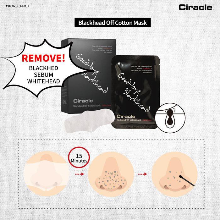 Mặt nạ đẩy mụn đầu đen Ciracle - Black Head Off Cotton Mask