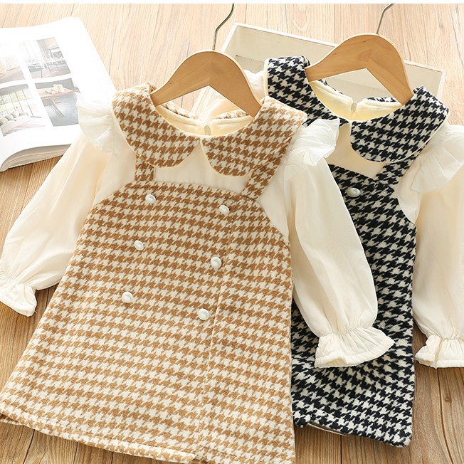Váy dạ lót nhung mềm mịn bé gái size 10-18kg