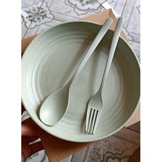 bộ đĩa kèm thìa rĩa lúa mạch ăn dặm cho bé