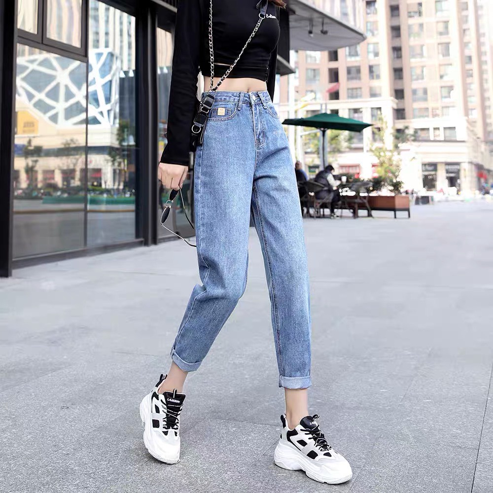 Quần bò baggy nữ,Quần jean nữ baggy lưng cao xanh nhạt ống suông nam unisex SEM CLOTHES q004 | BigBuy360 - bigbuy360.vn