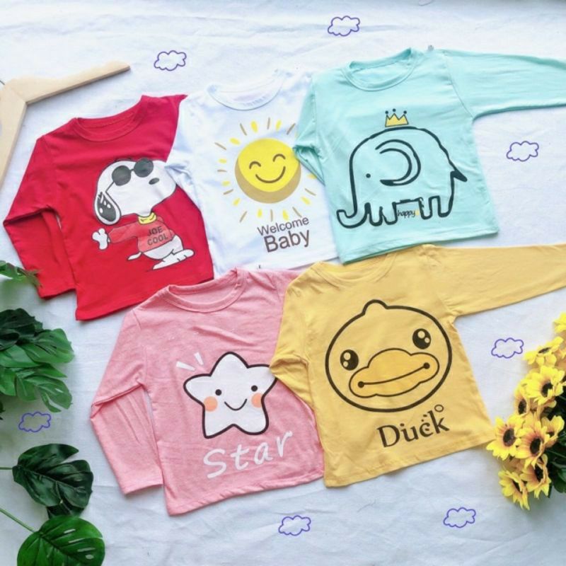 MỚI | ÁO THUN DÀI TAY IN HÌNH SIÊU CƯNG CÓ 5 MÀU CHO BÉ YÊU 8-18KG