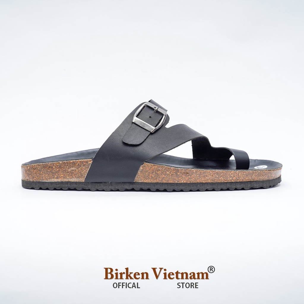 MÃ DK24 Sandal DA BÒ Đế Trấu Lót PU Chống Nước Quai Chéo Tách Ngón Unisex Birken Vietnam Bioline
