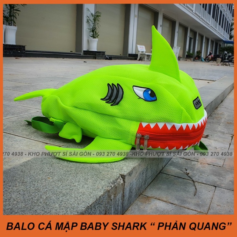 CHỌN MÀU - NEW2020 - Balo CÁ MẬP Phản Quang đi phượt, học, đựng sách vở siêu cá tính - Balo khủng long phản quang