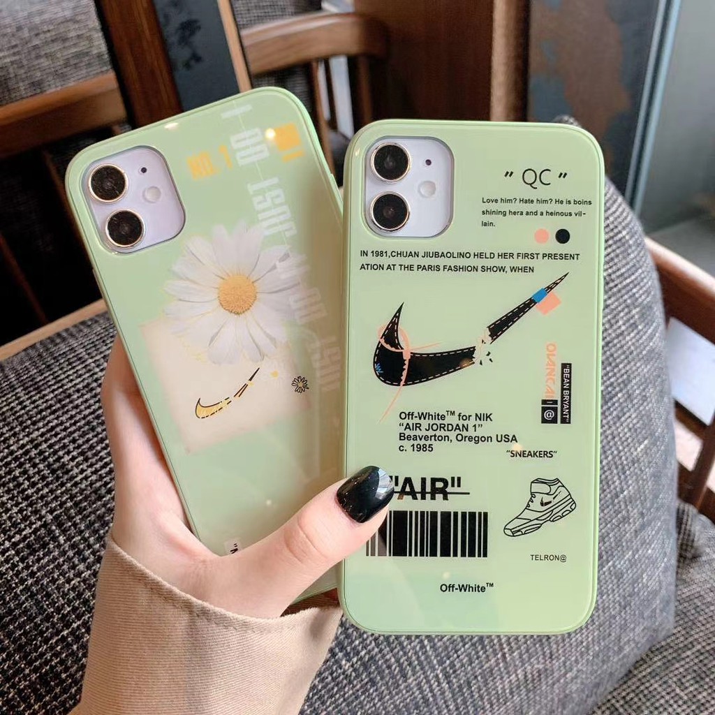Ốp điện thoại mặt kính in hình Nike & Daisy cho iphone11 pro Max XS XR I7 I8P