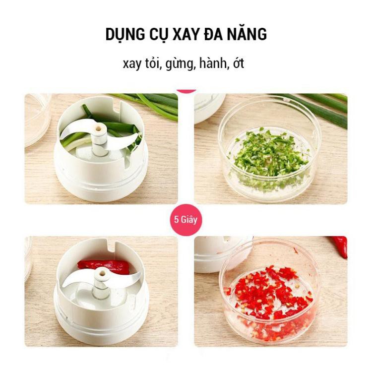 Máy xay đa năng bằng tay dụng cụ cầm tay mini say hành tỏi ớt thịt cá băm nhỏ rau củ quả thực phẩm