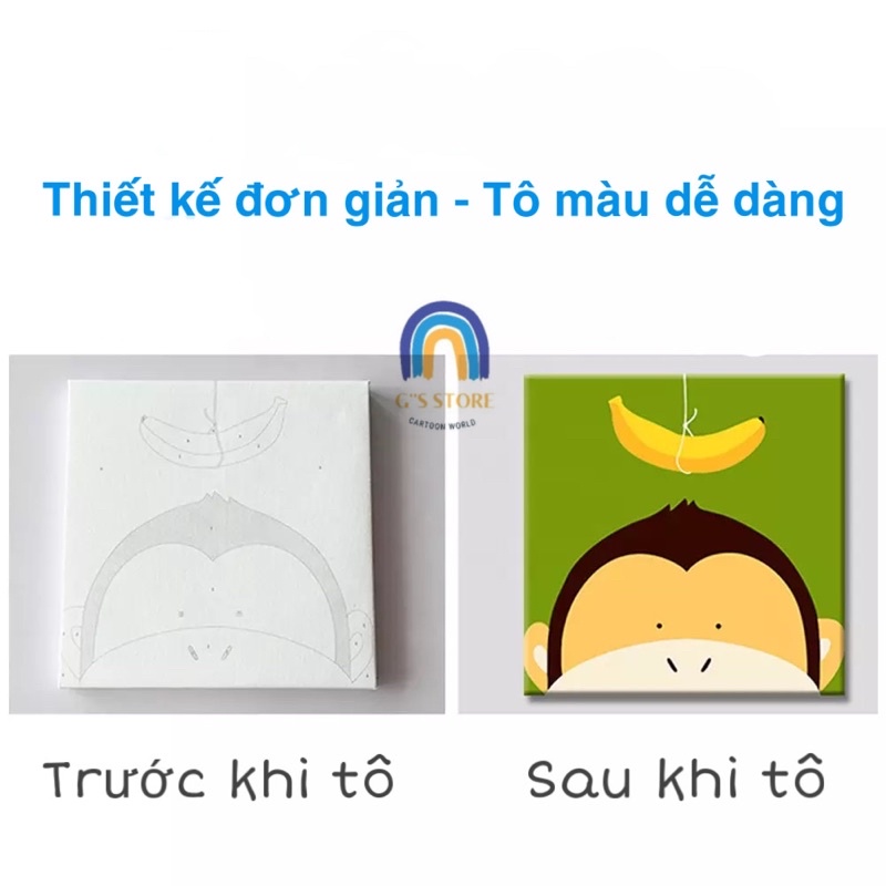 Tranh tô màu theo số BTS Chibi, tranh tô màu số hoá BTS BT21 Chibi được căng khung sẵn