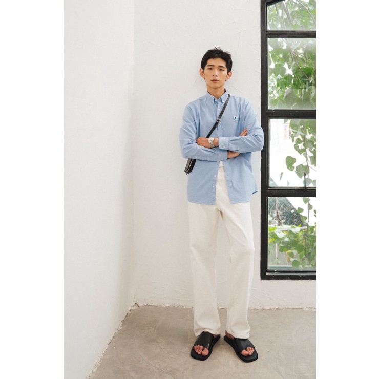 OWL BRAND® LOGO OXFORD SHIRT - Áo sơ mi hình thêu đơn giản / Babyblue