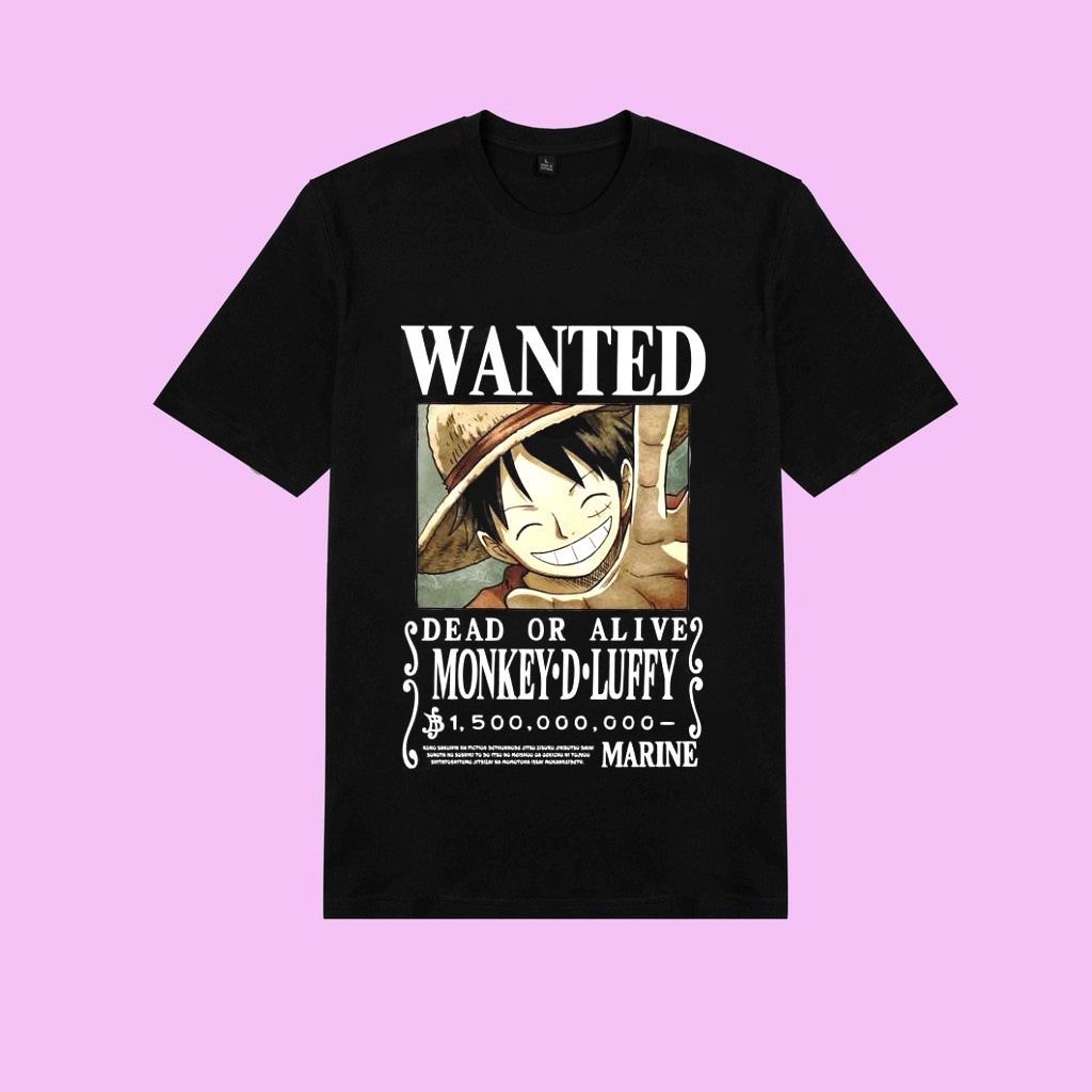 Áo Thun In Hình Monkey D. Luffy Wanted "Lệnh truy nã" anime manga mũ rơm vua hải tặc Mẫu Đen Cực Chất - One Piece
