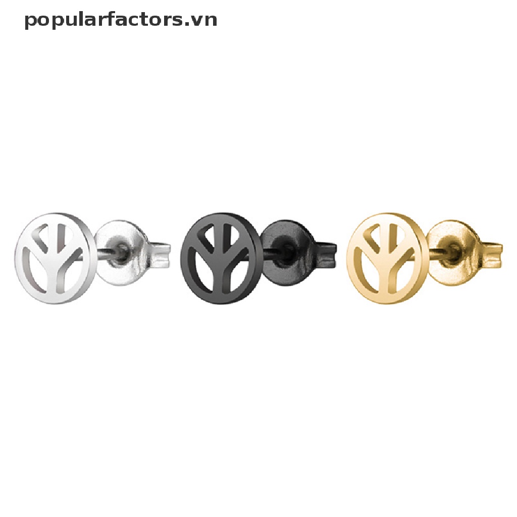 Bông Tai Biểu Tượng Hòa Bình Bằng Thép Không Gỉ Chống Thấm Nước Phong Cách Punk Đơn Giản Cho Nữ