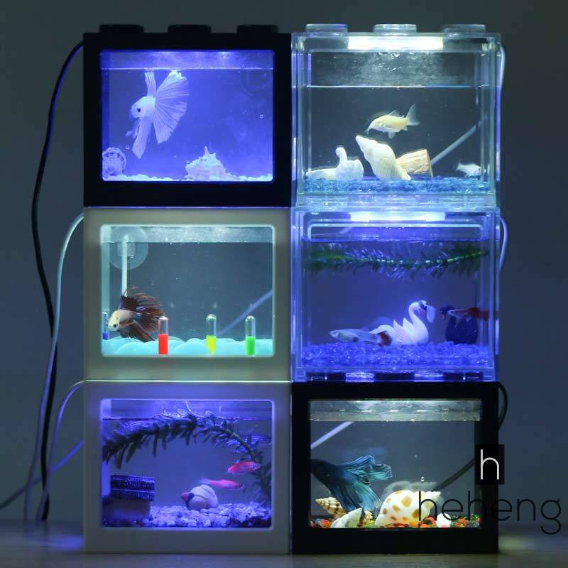 Bể cá mini có đèn LED nhiều màu sắc độc đáo