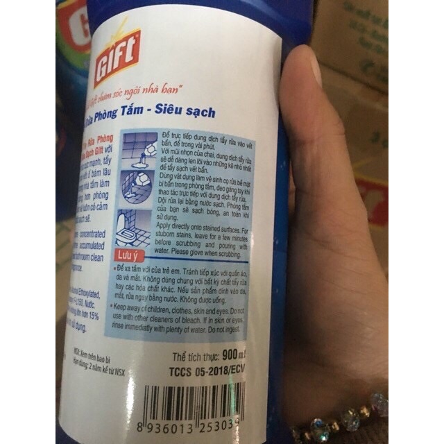 [HÀNG CÓ SẴN] - NƯỚC TẨY RỬA NHÀ TẮM VÀ NHÀ VỆ SINH GIFT 900ML