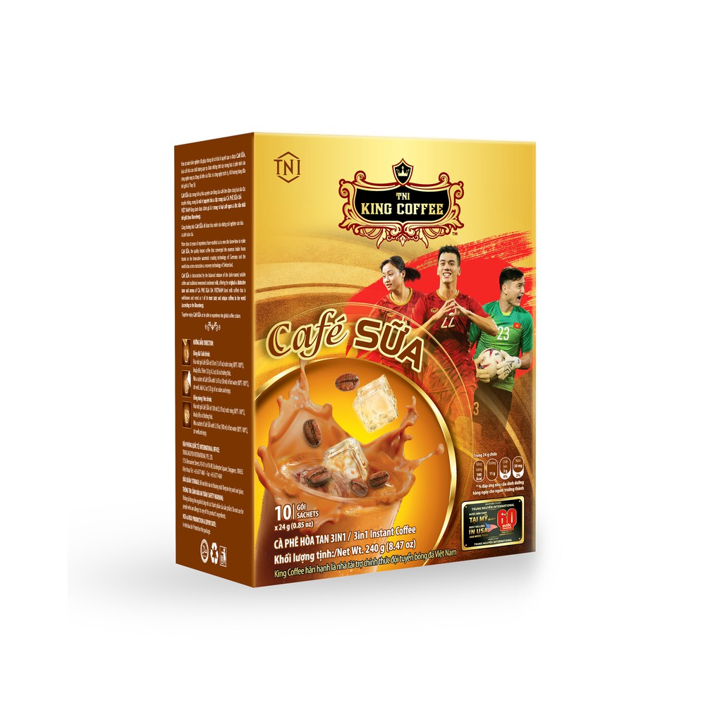 Cà Phê Sữa Hòa Tan 3IN1 KING COFFEE - Hộp 10 gói x 24g