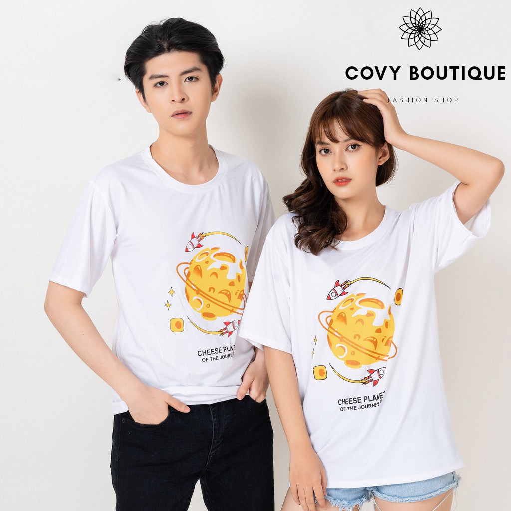 Áo thun tay lỡ Unisex form rộng - Hình họa tiết Cheese Planet - Vải đẹp