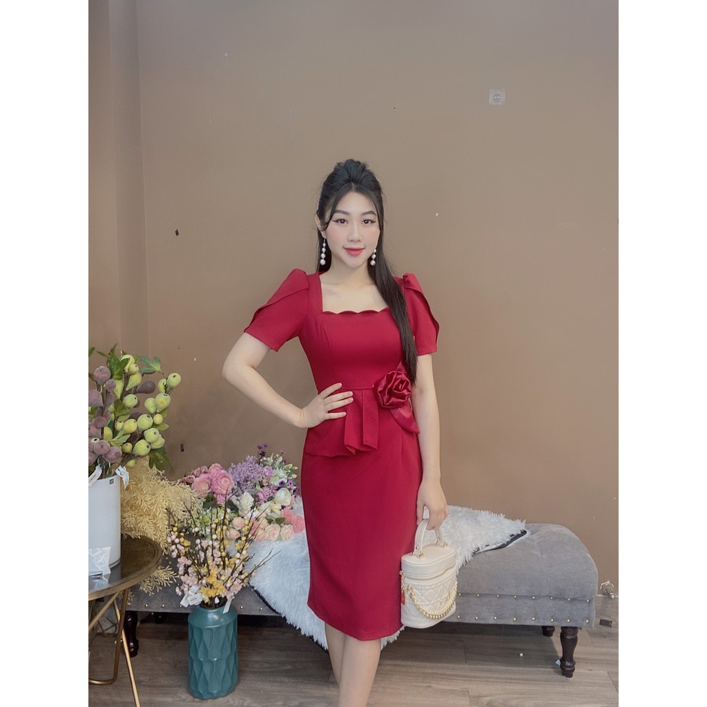 [Mã SKAMA06 giảm 8% tối đa 50K đơn 250K] live- váy hoa cổ sóng phối hoa eo -8606 | BigBuy360 - bigbuy360.vn