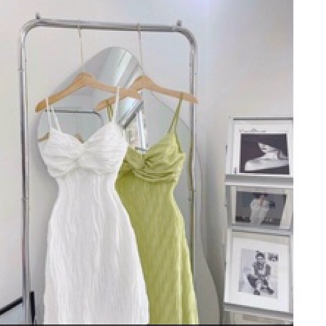 Đầm hai dây xoắn ngực chất vải xốp xịn xò LY alohashop91