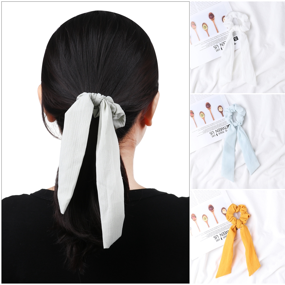 dây cột tóc màu trơn ruy băng xinh xắn cho nữ