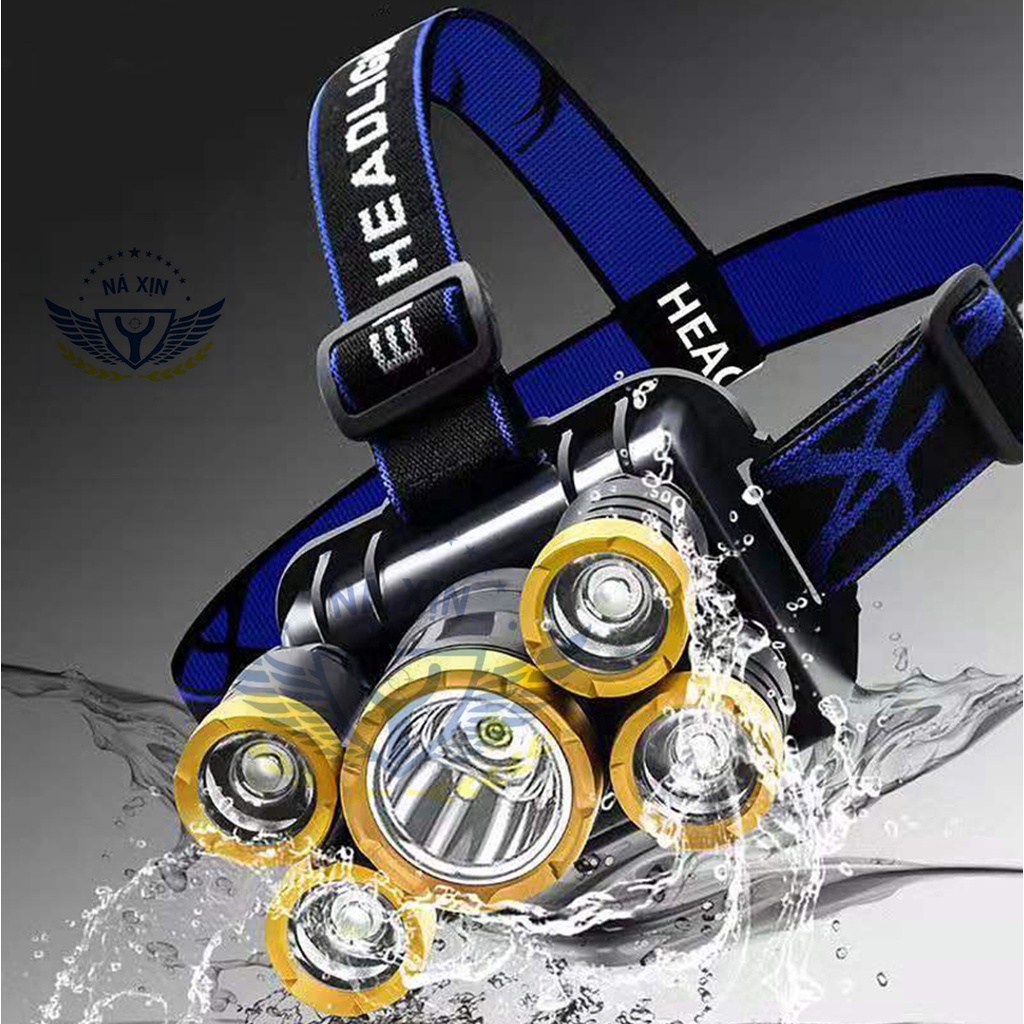Đèn pin đội đầu siêu sáng gồm 5 bóng đèn, sản phẩm chắc chắn, bền bỉ [YPX7]