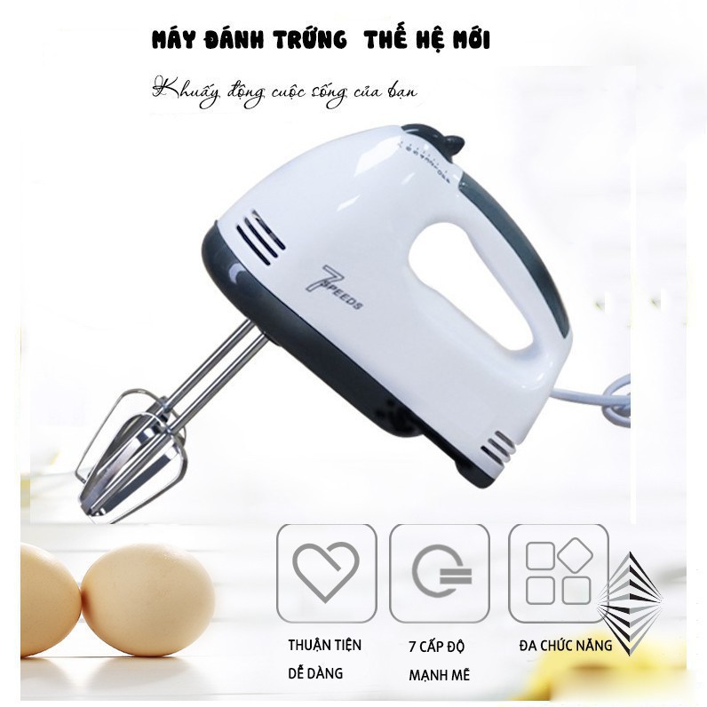 Máy Đánh Trứng Cầm Tay Mini Cao Cấp Với 7 Tốc Độ Cực Mạnh - Hoạt Động Êm Ái -