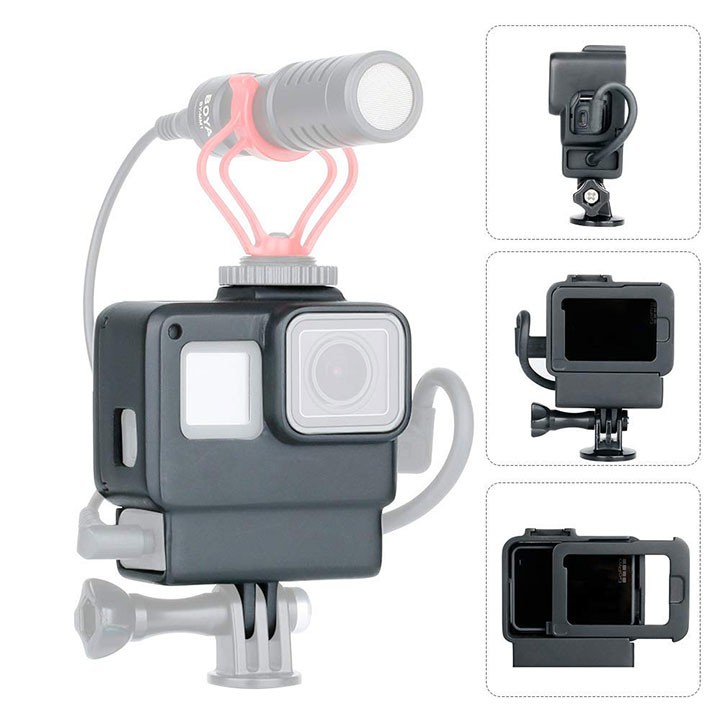 Khung Gopro 7 / 6 / 5 tích hợp đầu chuyển và mic thu âm