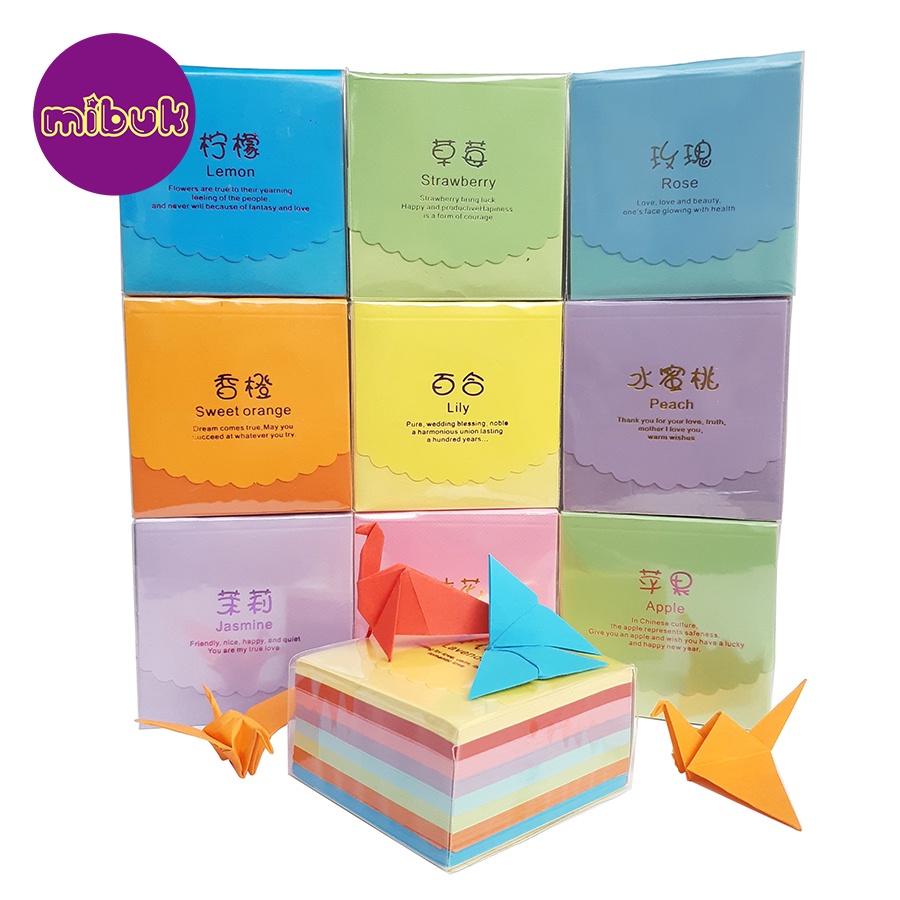 Combo MAY MẮN 440 tờ giấy gấp sao + 640 tờ giấy gấp hạc 6.5x6.5 cm