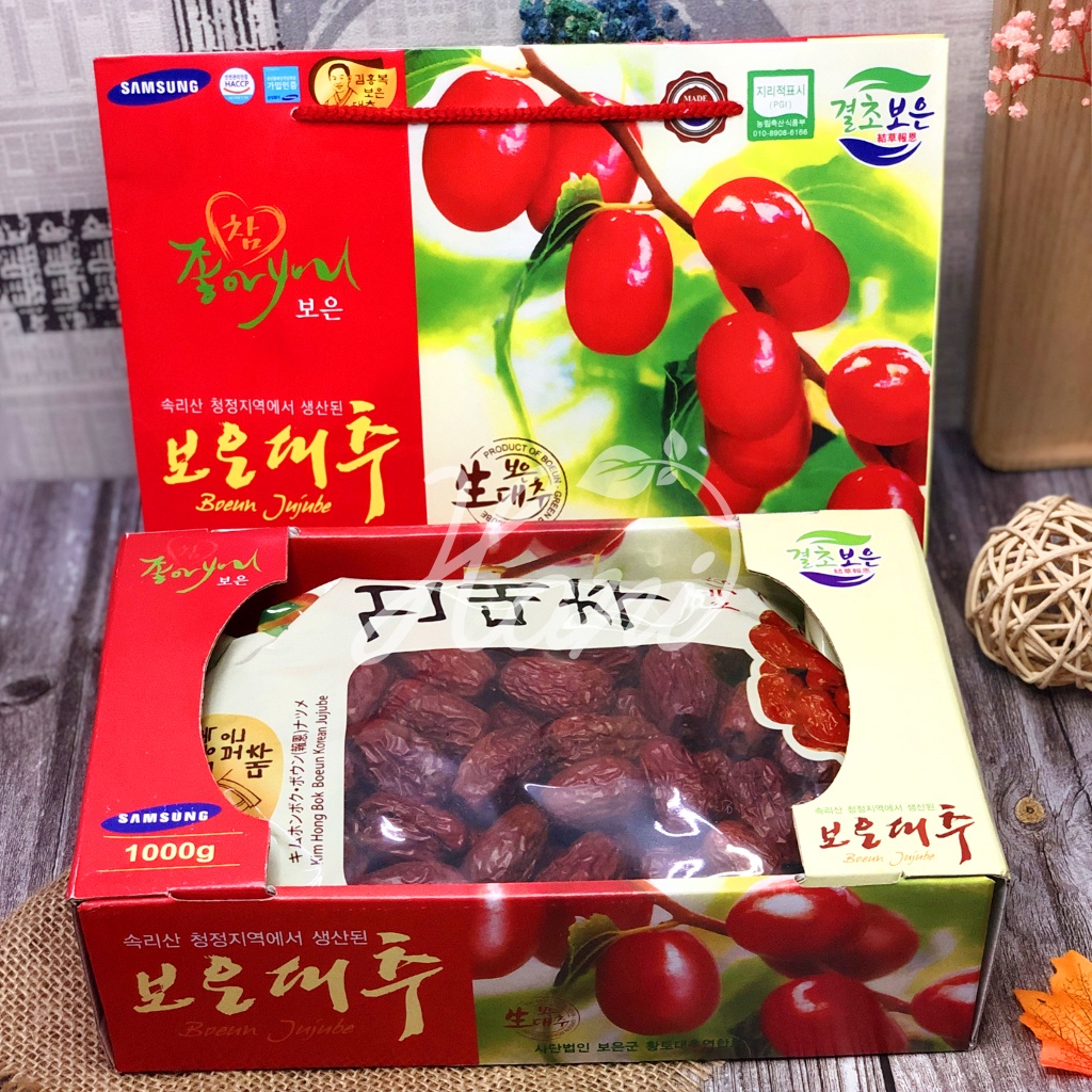 Táo Đỏ Hàn Quốc Sấy Khô Samsung Boeun Jujube 1Kg ( Trọng lượng táo 700g)  Hani Healthy Shop